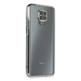 Newface Xiaomi Redmi Note 9 Pro Kılıf Razer Lensli Silikon - Gümüş