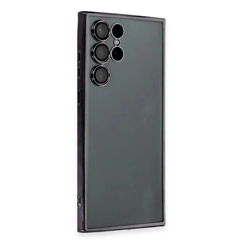 Newface Samsung Galaxy S22 Ultra Kılıf Razer Lensli Silikon - Siyah