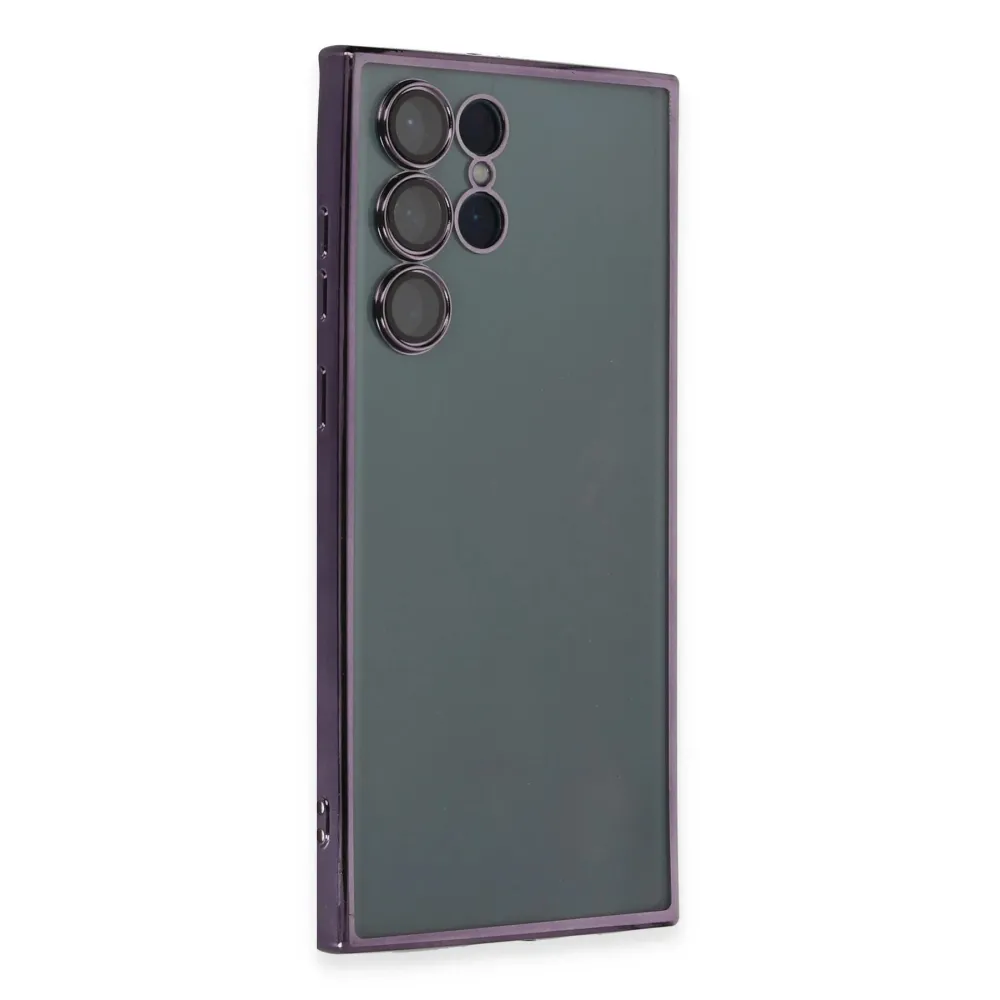 Newface Samsung Galaxy S22 Ultra Kılıf Razer Lensli Silikon - Mor