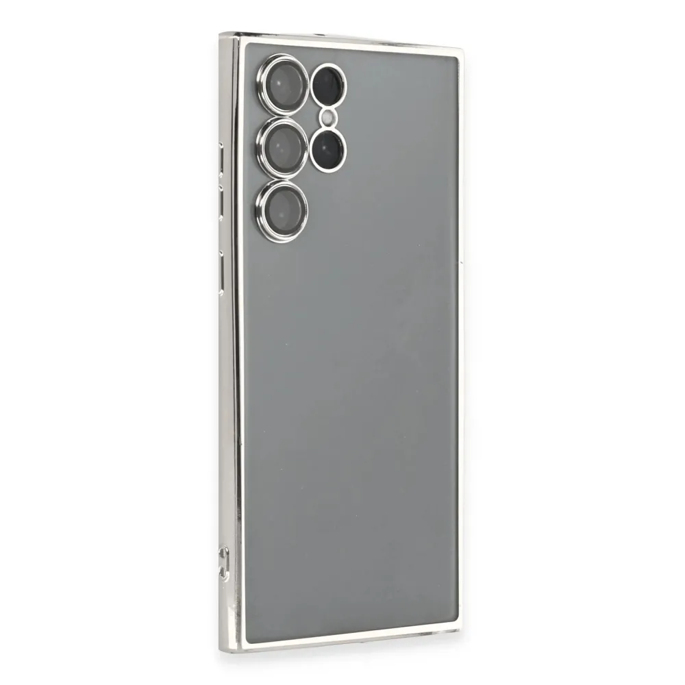 Newface Samsung Galaxy S22 Ultra Kılıf Razer Lensli Silikon - Gümüş