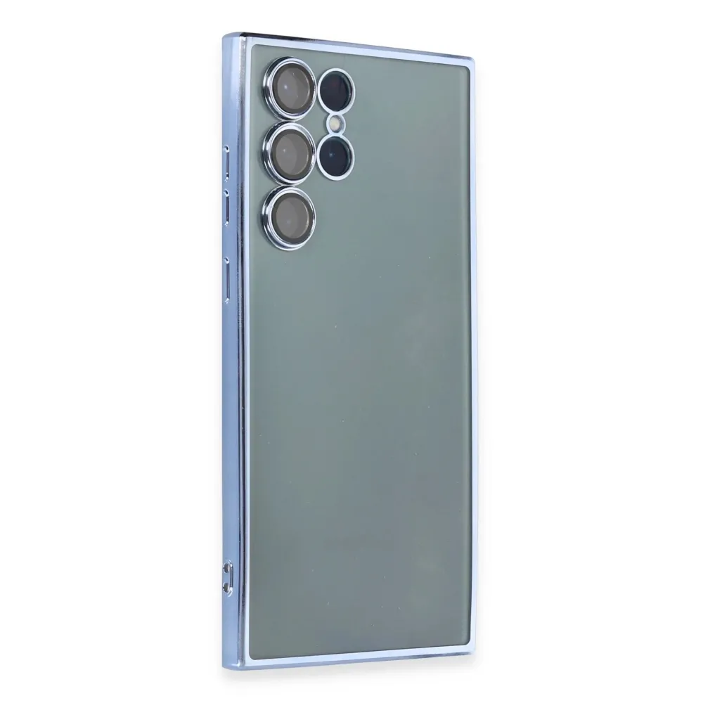 Newface Samsung Galaxy S22 Ultra Kılıf Razer Lensli Silikon - Açık Mavi