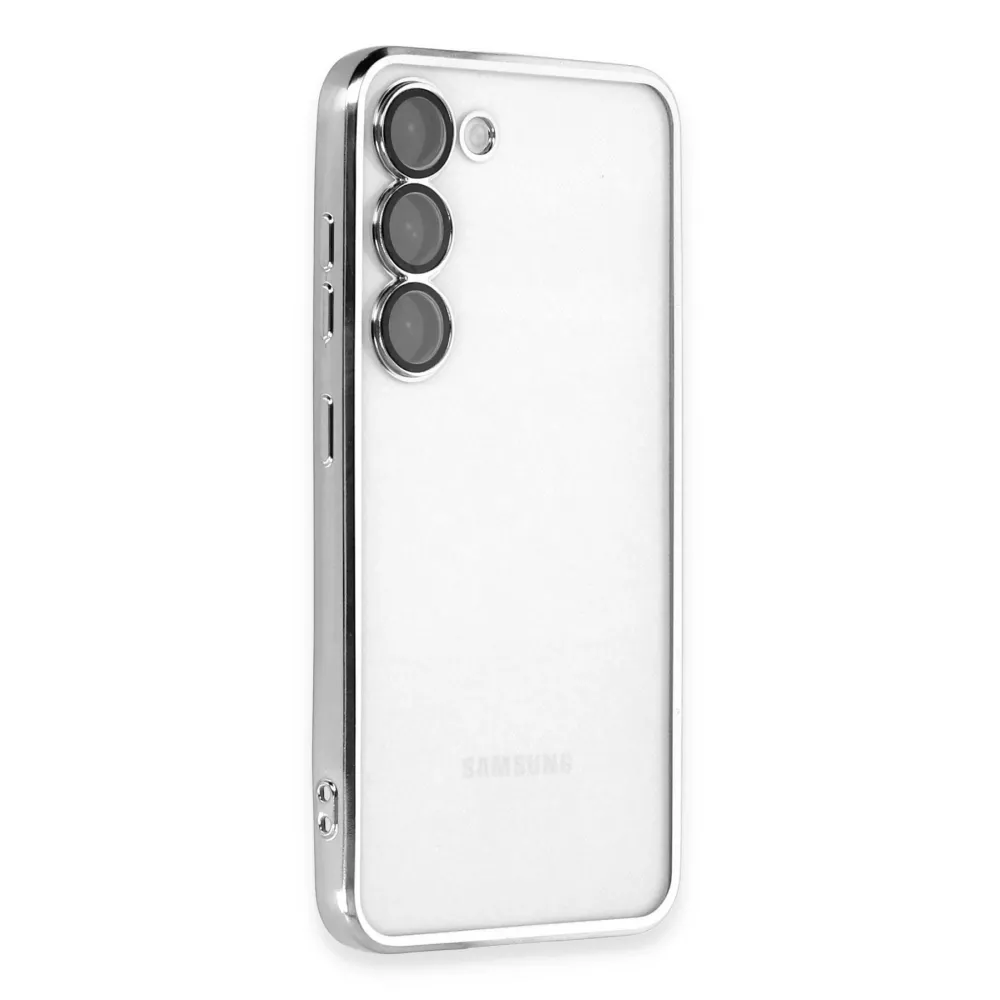 Newface Samsung Galaxy S23 Kılıf Razer Lensli Silikon - Gümüş