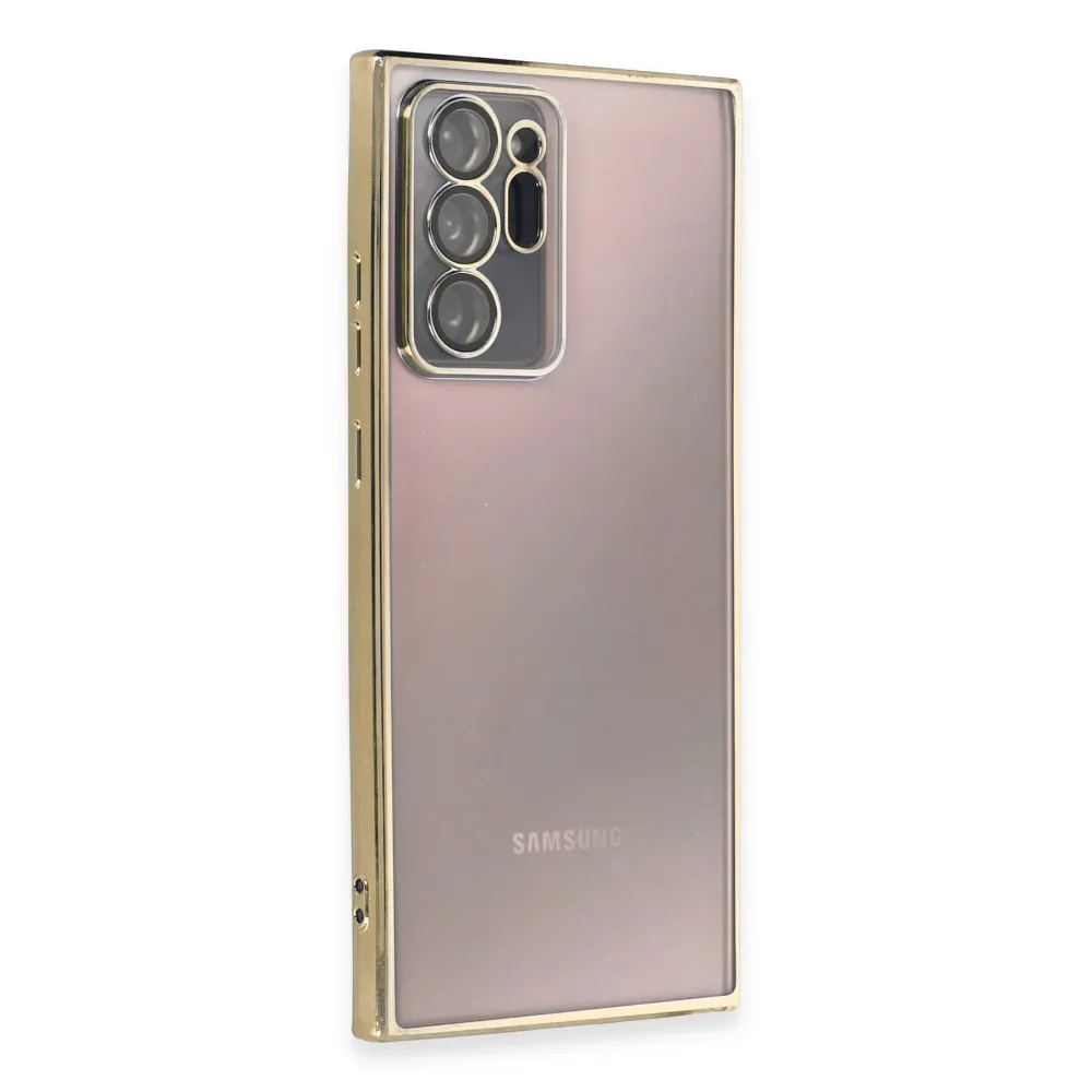 Newface Samsung Galaxy Note 20 Ultra Kılıf Razer Lensli Silikon - Gold