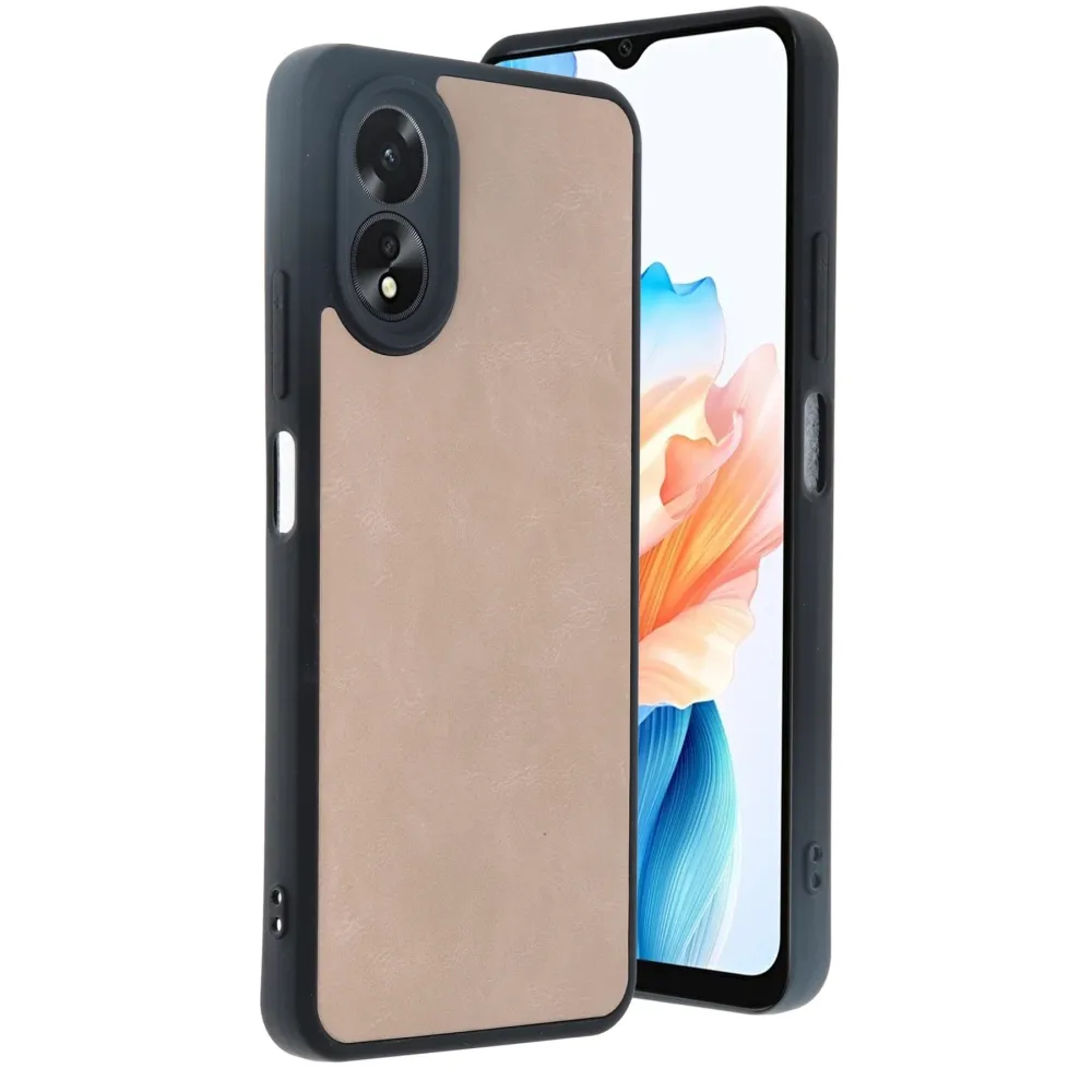 Newface Oppo A38 Kılıf Aras Deri Kapak - Pudra