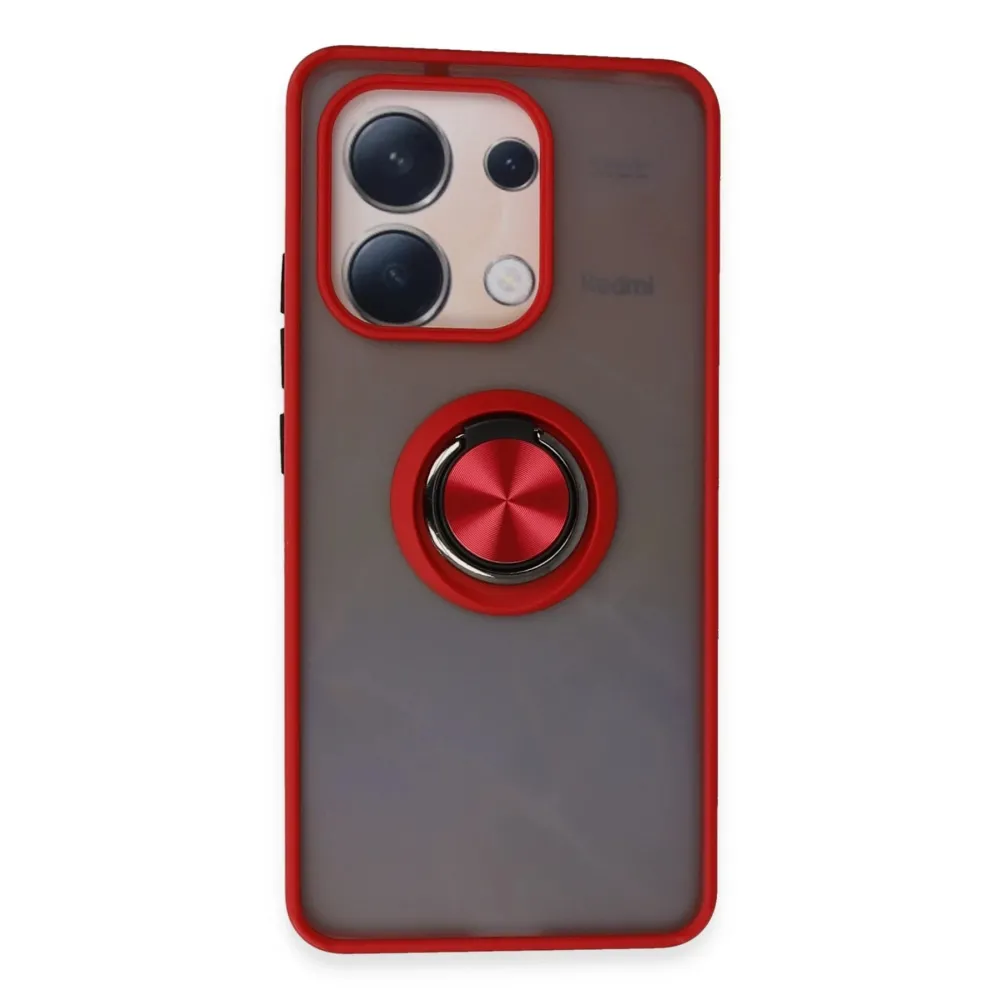 Newface Xiaomi Redmi Note 13 4G Kılıf Montreal Yüzüklü Silikon Kapak - Kırmızı