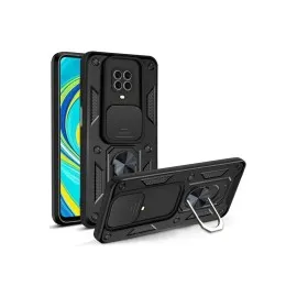 Newface Xiaomi Redmi Note 9 Pro Kılıf Pars Lens Yüzüklü Silikon - Siyah