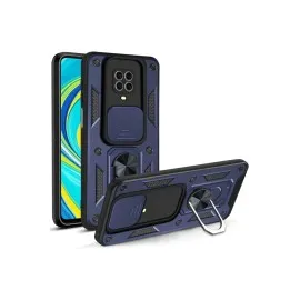 Newface Xiaomi Redmi Note 9 Pro Kılıf Pars Lens Yüzüklü Silikon - Lacivert