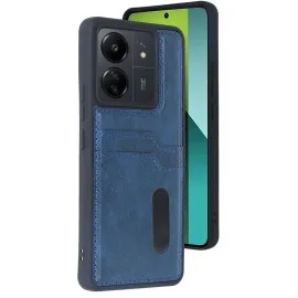 Newface Xiaomi Redmi 13C Kılıf Sara Kartvizitli Deri Kılıf - Lacivert