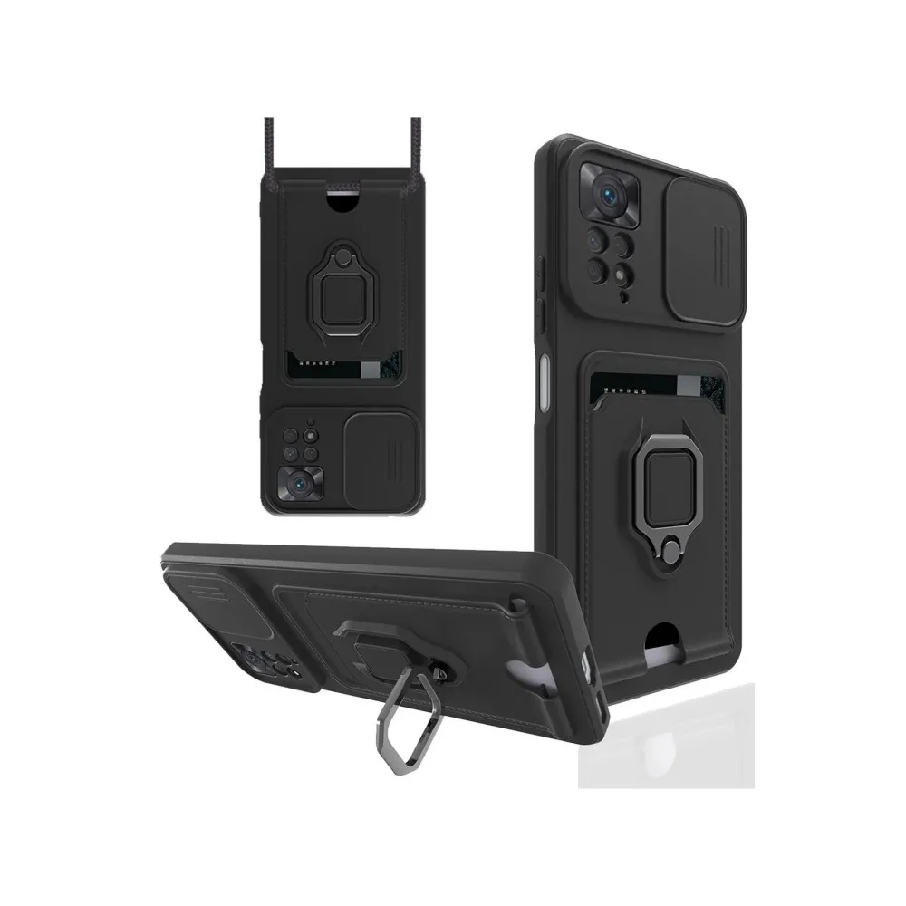 Newface Xiaomi Redmi Note 12 Pro 4G Kılıf Zuma Kartvizitli Yüzüklü Silikon - Siyah