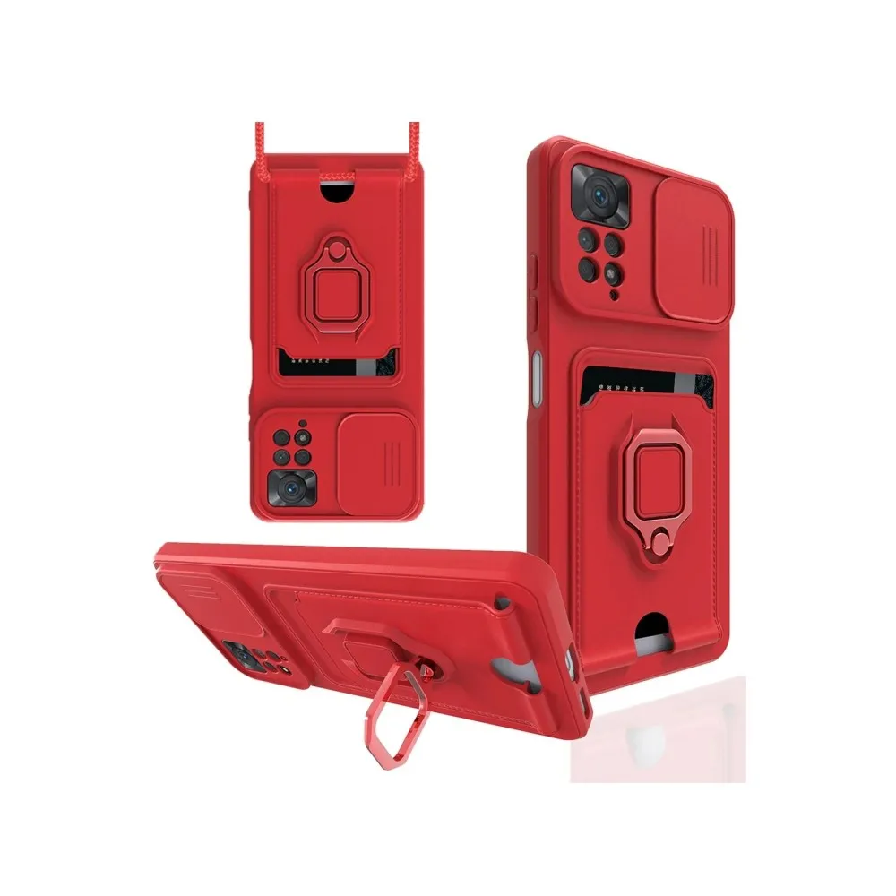 Newface Xiaomi Redmi Note 12 Pro 4G Kılıf Zuma Kartvizitli Yüzüklü Silikon - Kırmızı