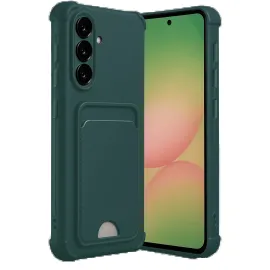 Newface Samsung Galaxy A36 Kılıf Kelvin Kartvizitli Silikon - Koyu Yeşil