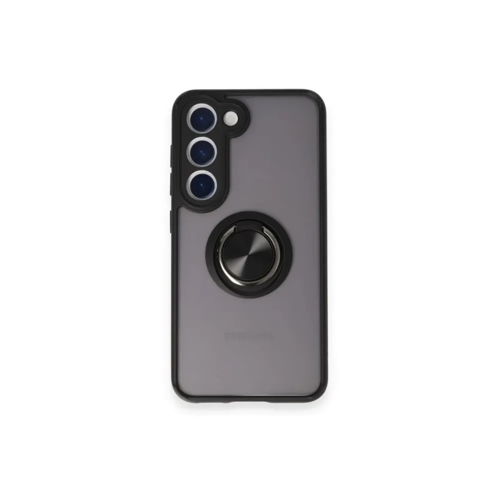 Newface Samsung Galaxy M15 Kılıf Montreal Yüzüklü Silikon Kapak - Siyah