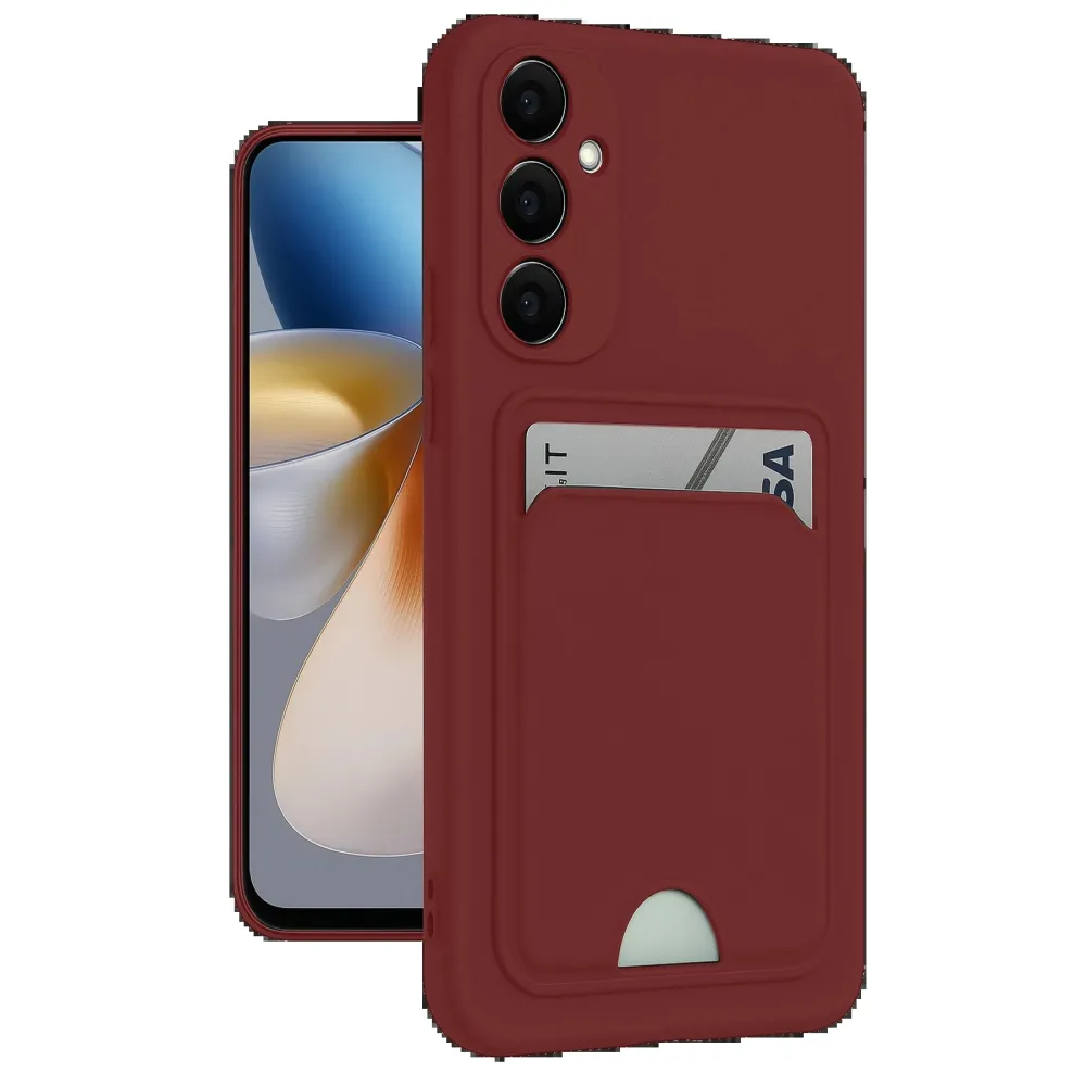 Newface Samsung Galaxy M15 Kelvin Kartvizitli Silikon - Bordo