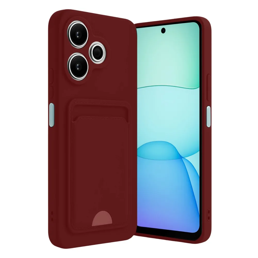 Newface Xiaomi Redmi 13 4G Kılıf Kelvin Kartvizitli Silikon - Bordo