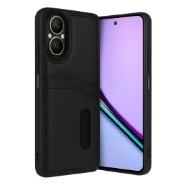 Newface Realme 12 Lite Kılıf Sara Kartvizitli Deri Kılıf - Siyah