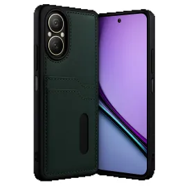 Newface Realme 12 Lite Kılıf Sara Kartvizitli Deri Kılıf - Koyu Yeşil