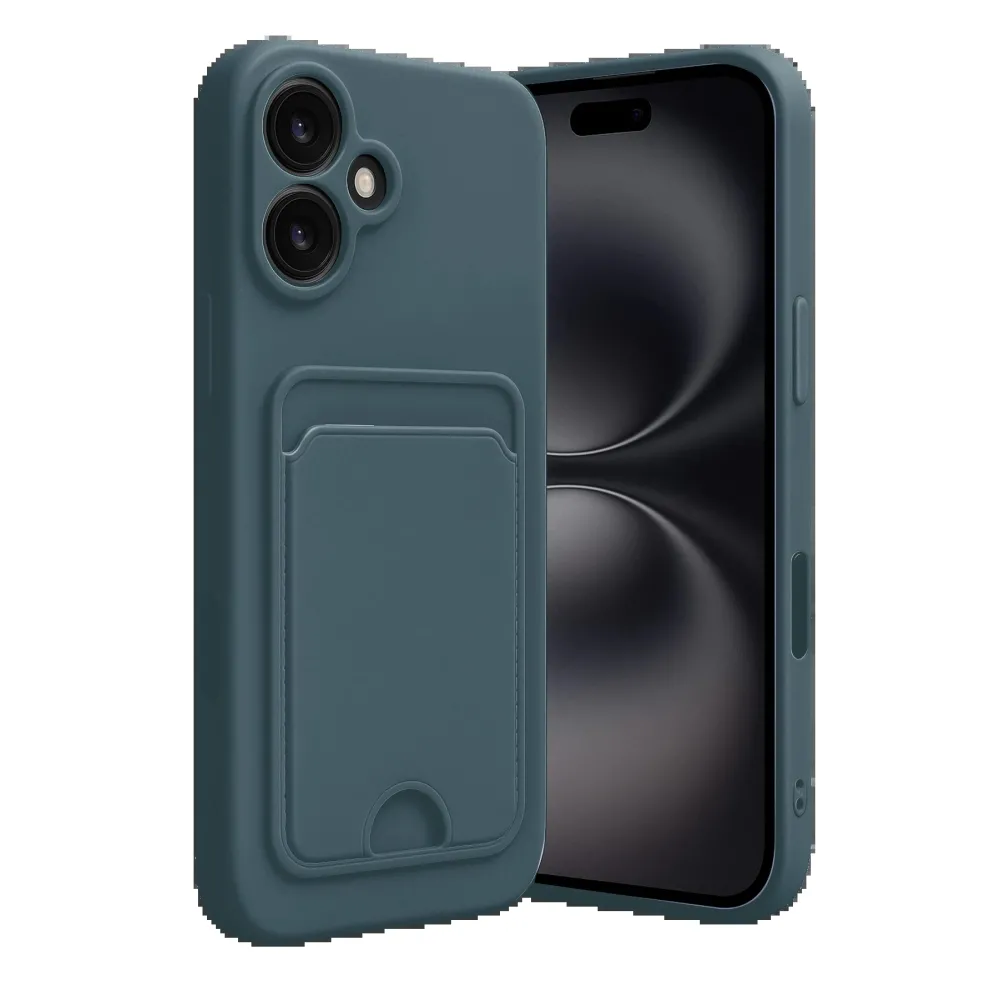 Newface Iphone 16 Kılıf Kelvin Kartvizitli Silikon - Koyu Yeşil