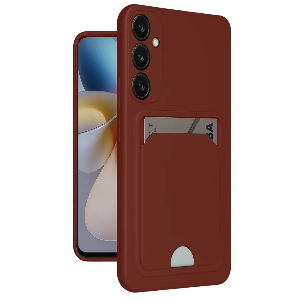 Newface Samsung Galaxy A55 5G Kılıf Kelvin Kartvizitli Silikon - Bordo