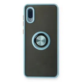 Newface Samsung Galaxy A02 Kılıf Montreal Yüzüklü Silikon Kapak - Buz Mavi