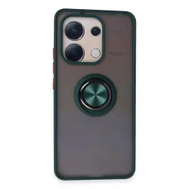 Newface Xiaomi Redmi Note 13 4G Kılıf Montreal Yüzüklü Silikon Kapak - Yeşil