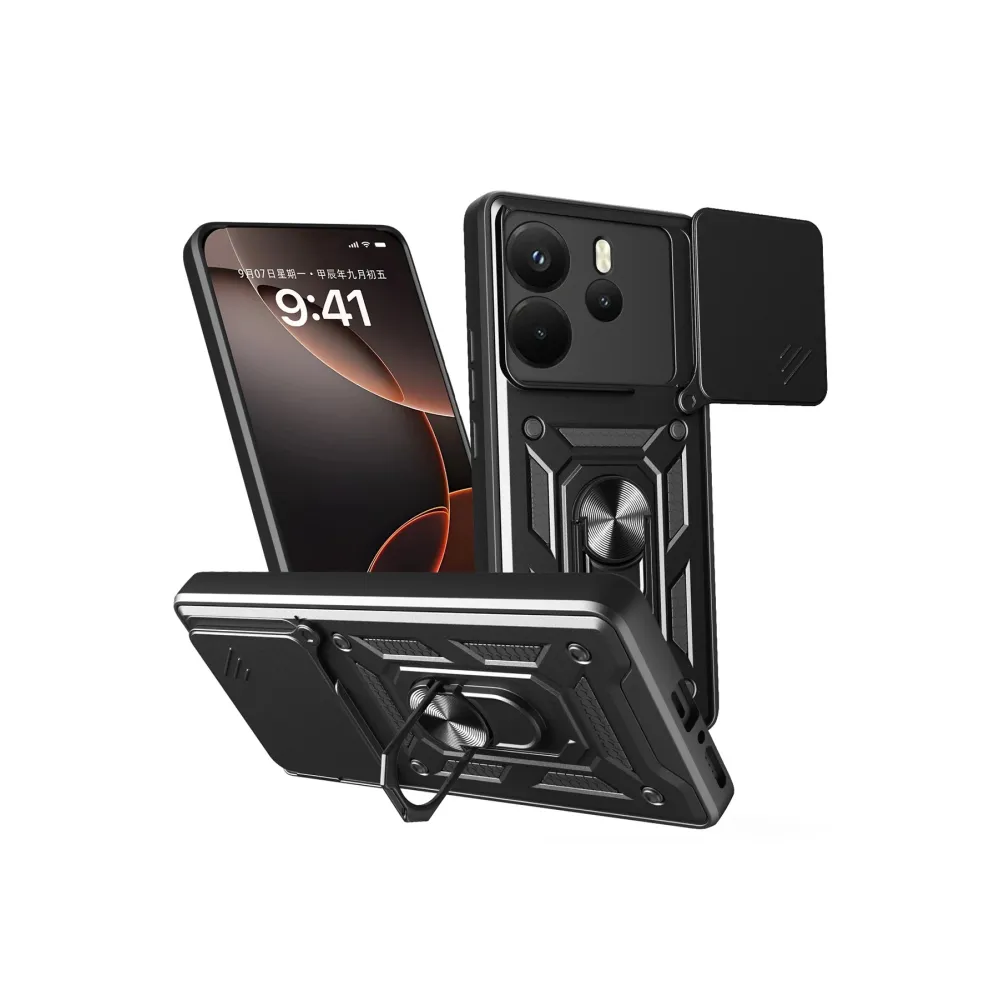 Newface Xiaomi Redmi Note 14 4G Pars Lens Yüzüklü Silikon - Siyah