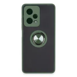 Newface Xiaomi Redmi Note 12 Pro 5G Kılıf Montreal Yüzüklü Silikon Kapak - Yeşil