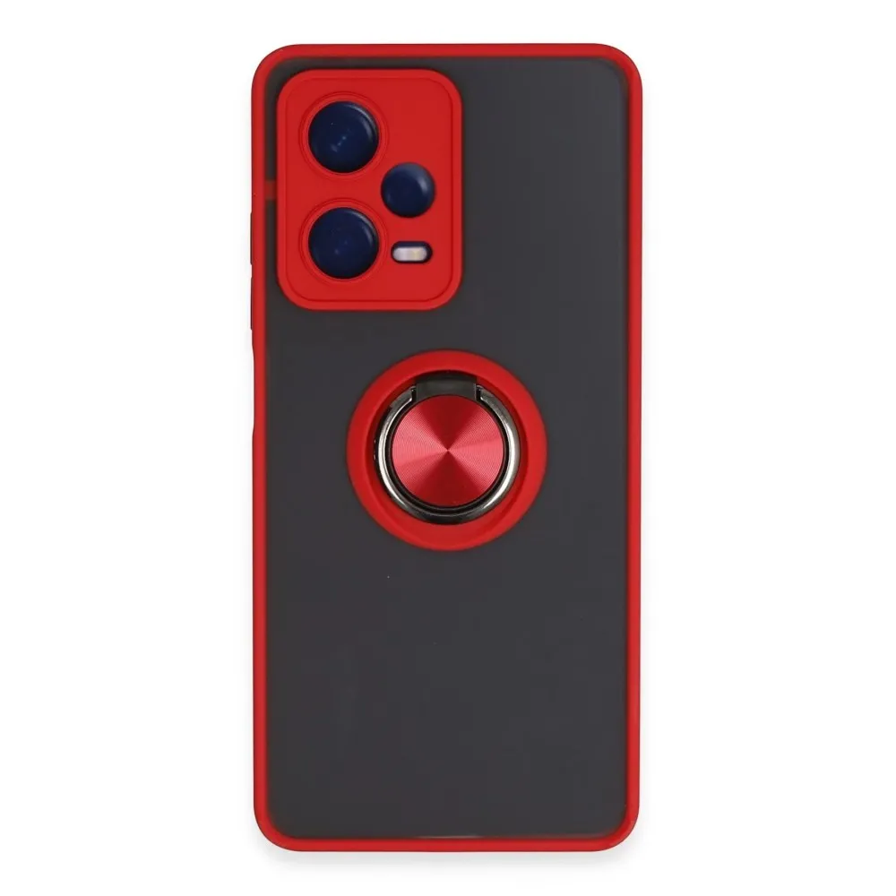 Newface Xiaomi Redmi Note 12 Pro 5G Kılıf Montreal Yüzüklü Silikon Kapak - Kırmızı