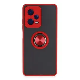 Newface Xiaomi Redmi Note 12 Pro 5G Kılıf Montreal Yüzüklü Silikon Kapak - Kırmızı