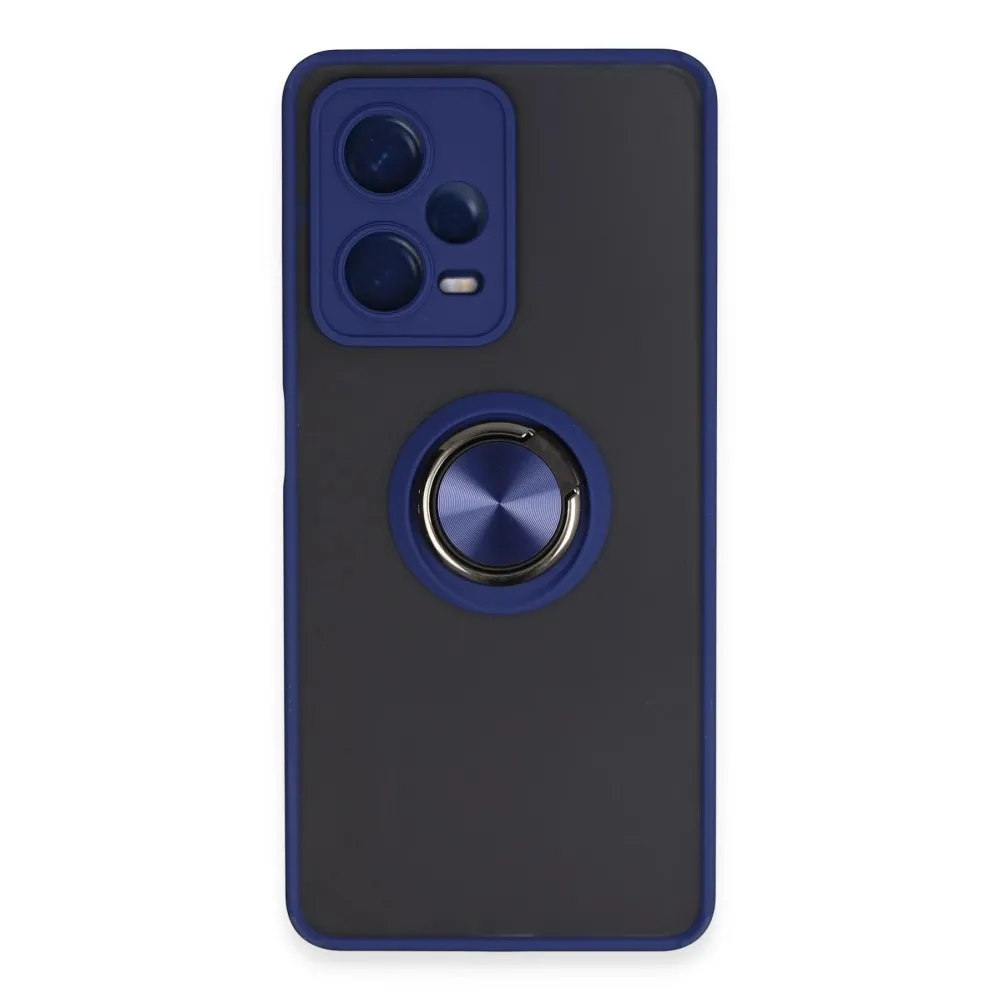 Newface Xiaomi Redmi Note 12 Pro 5G Kılıf Montreal Yüzüklü Silikon Kapak - Lacivert