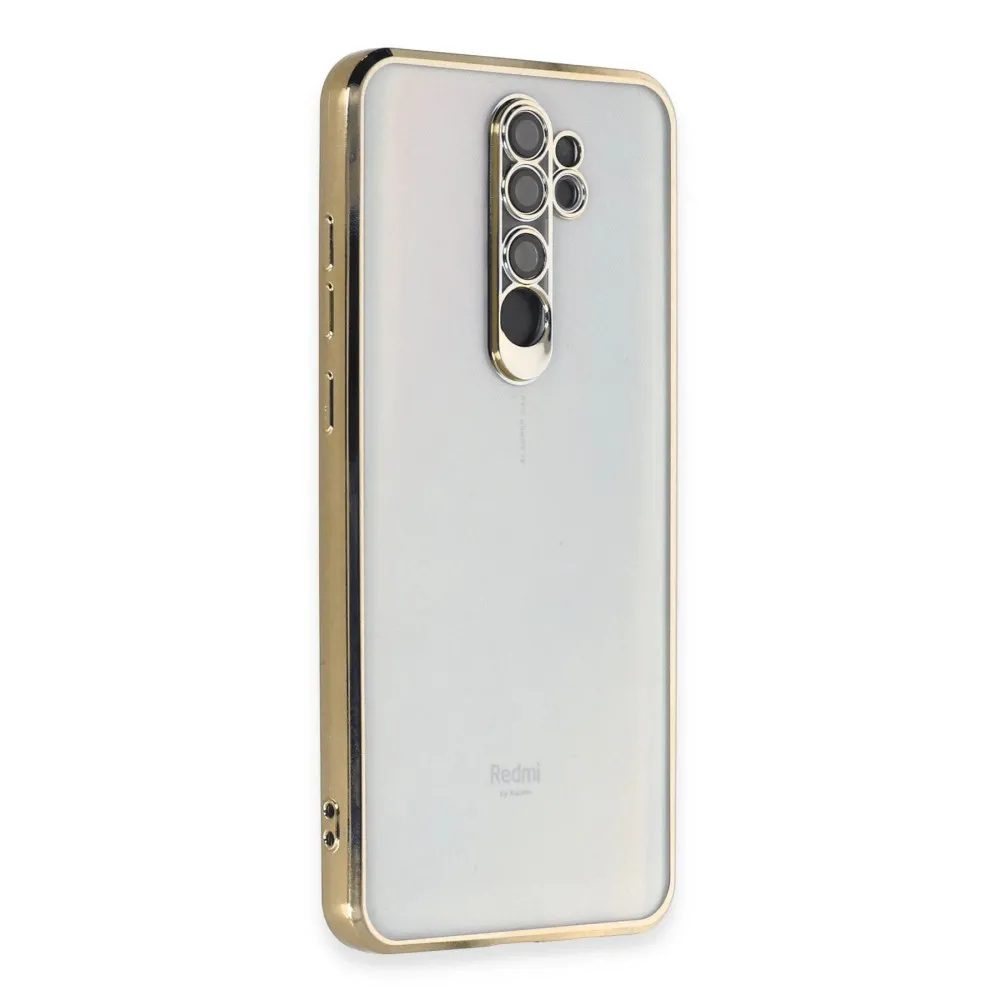 Newface Xiaomi Redmi Note 8 Pro Kılıf Razer Lensli Silikon - Gold