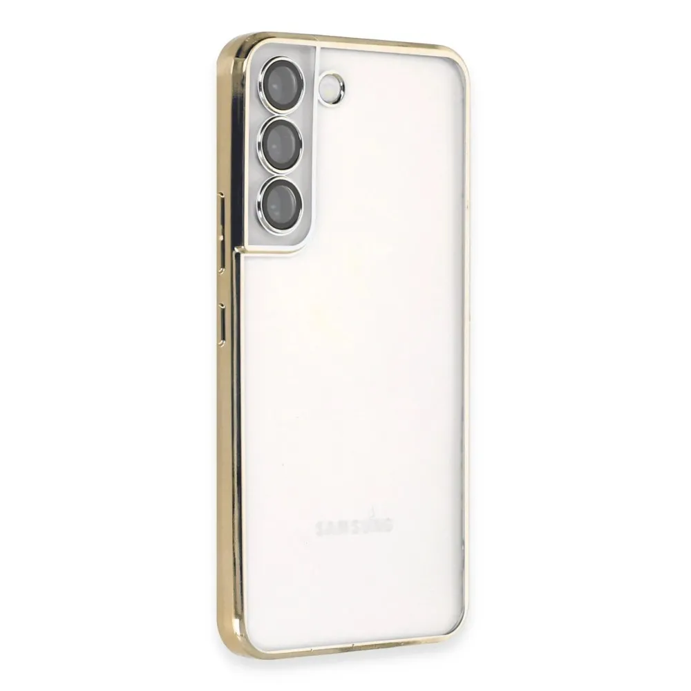 Newface Samsung Galaxy S22 Kılıf Razer Lensli Silikon - Gold