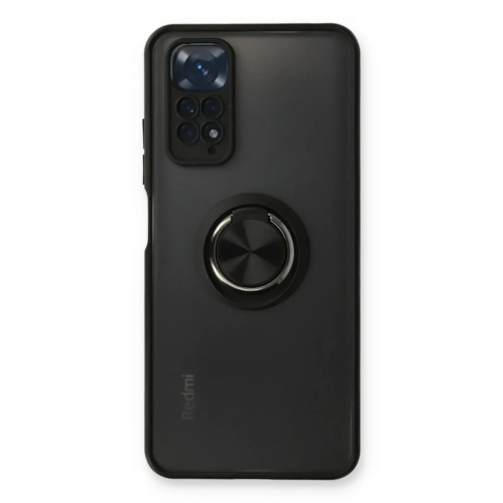 Newface Xiaomi Redmi Note 11 Kılıf Montreal Yüzüklü Silikon Kapak - Siyah
