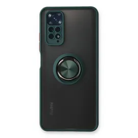 Newface Xiaomi Redmi Note 11 Kılıf Montreal Yüzüklü Silikon Kapak - Yeşil