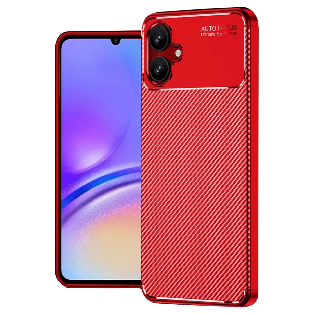 Newface Samsung Galaxy A06 Kılıf Auto Focus Karbon Kapak - Kırmızı