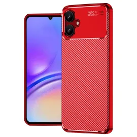 Newface Samsung Galaxy A06 Kılıf Auto Focus Karbon Kapak - Kırmızı