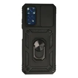 Newface Xiaomi Redmi Note 11 Kılıf Pars Lens Yüzüklü Silikon - Siyah