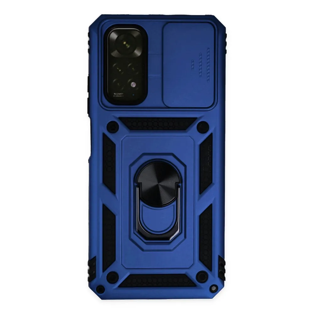 Newface Xiaomi Redmi Note 11 Kılıf Pars Lens Yüzüklü Silikon - Lacivert