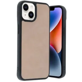 Newface iPhone 15 Kılıf Aras Deri Kapak - Pudra