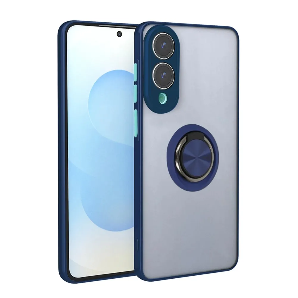 Newface Samsung Galaxy S25 Edge Kılıf Montreal Yüzüklü Silikon Kapak - Lacivert