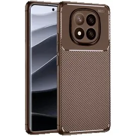 Newface Xiaomi Redmi Note 14 Pro Plus Kılıf Auto Focus Karbon Kapak - Kahverengi