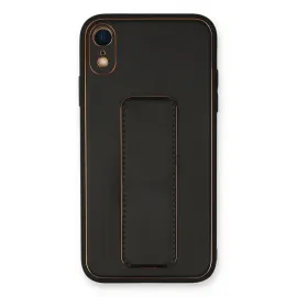 Newface iPhone XR Kılıf Coco Deri Standlı Kapak - Siyah