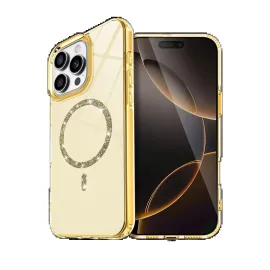 Newface Apple Iphone 14 Pro Max Live Diamond Magsafe Kapak - Sarı