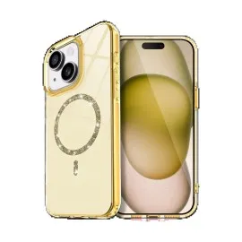 Newface Apple iPhone 15 Plus Live Diamond Magsafe Kapak - Sarı
