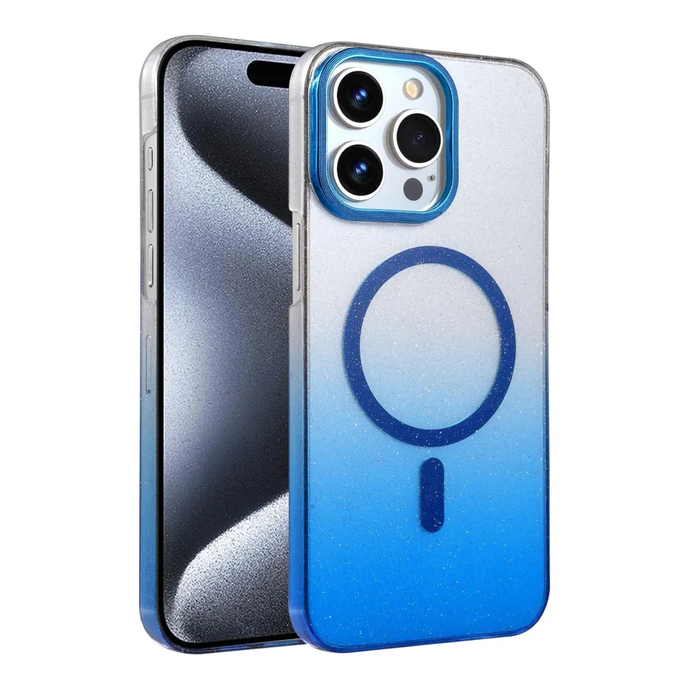 Newface Apple Iphone 15 Pro Max Glossy Magsafe Kapak - Mavi