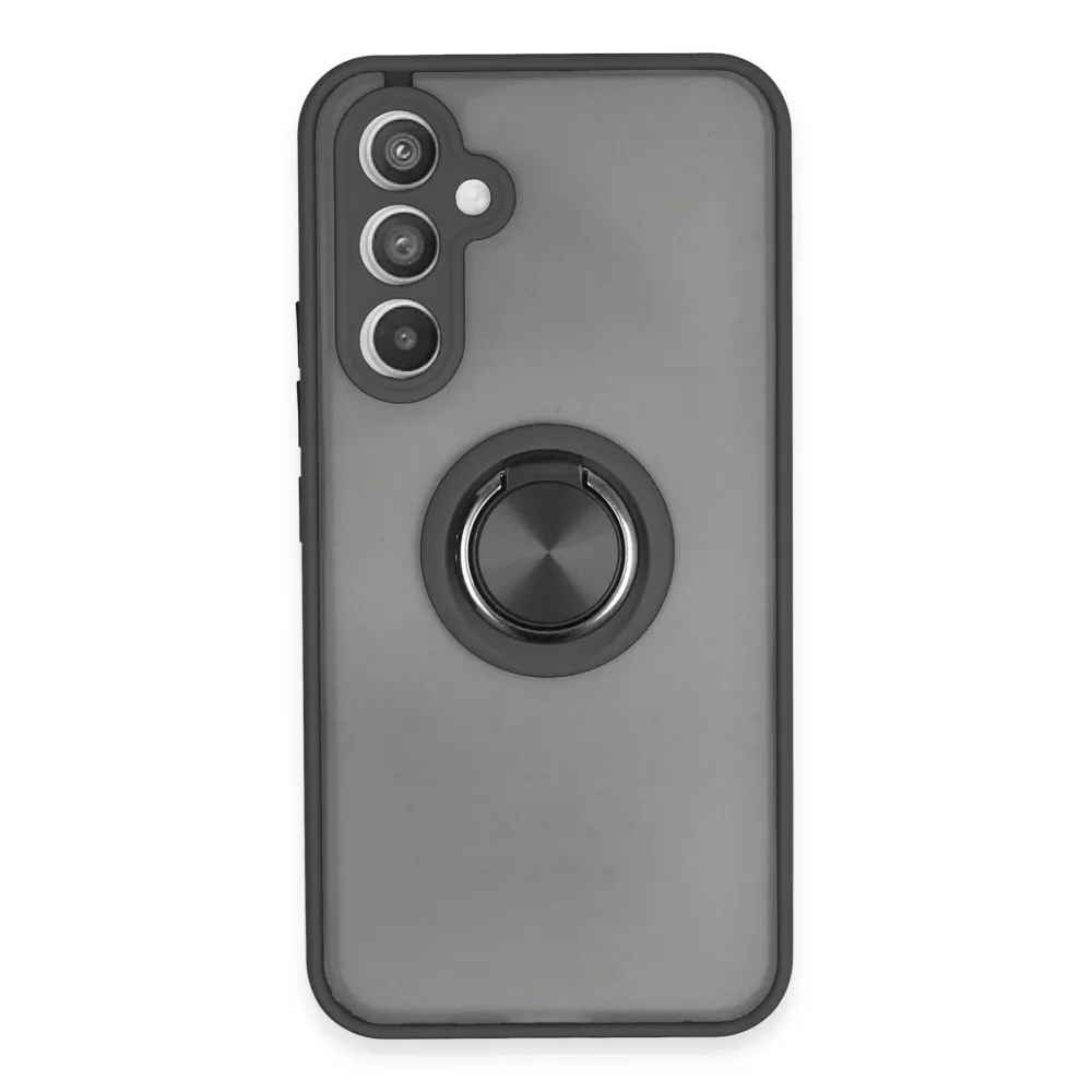 Newface Samsung Galaxy A54 5G Kılıf Montreal Yüzüklü Silikon Kapak - Siyah