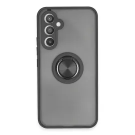 Newface Samsung Galaxy A54 5G Kılıf Montreal Yüzüklü Silikon Kapak - Siyah