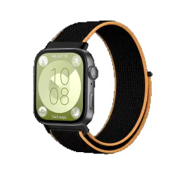 Newface Huawei Fit 4 Hasırlı Cırtcırtlı Kordon - Siyah-Turuncu