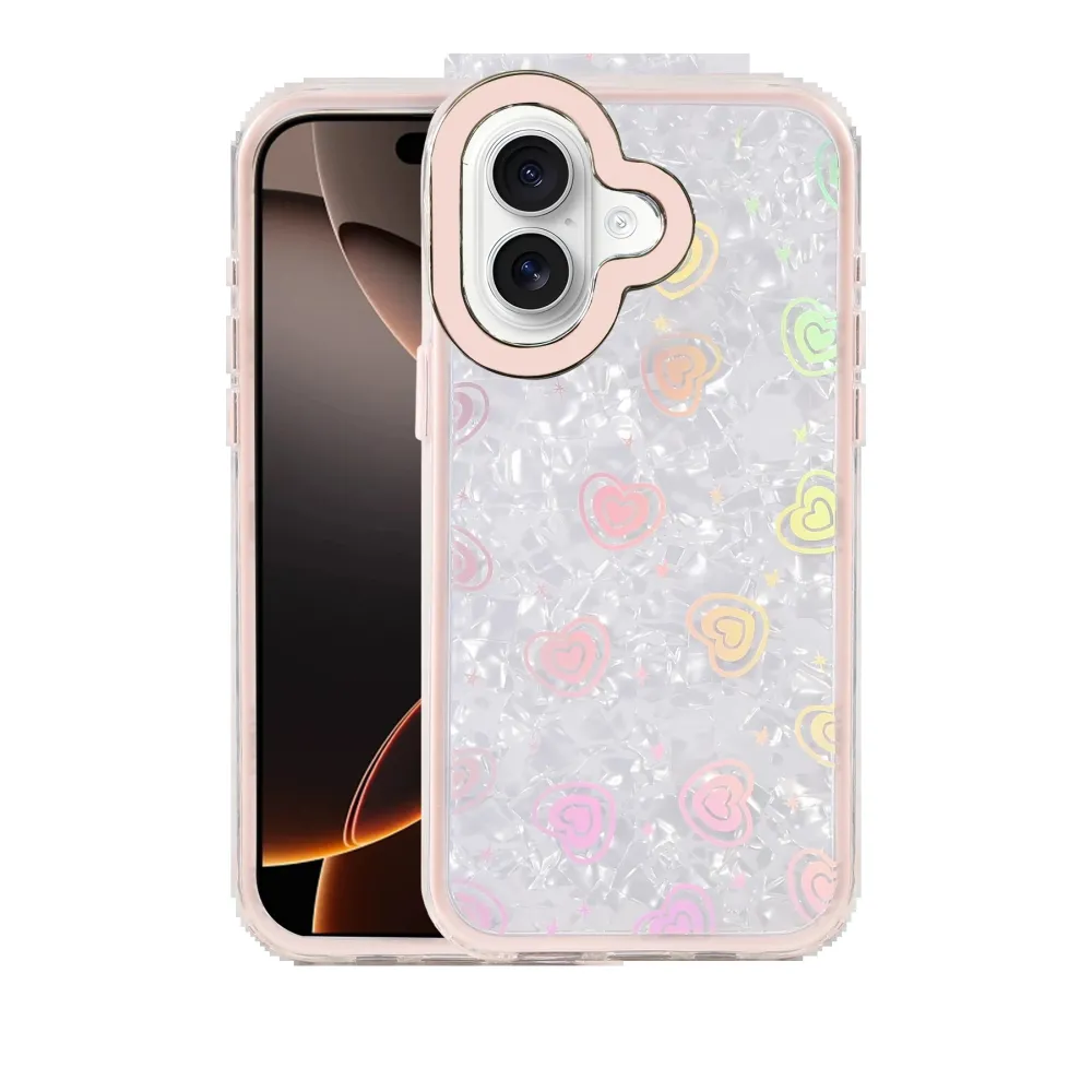 Newface Apple Iphone 16 Lumi Desenli Kapak - Pembe