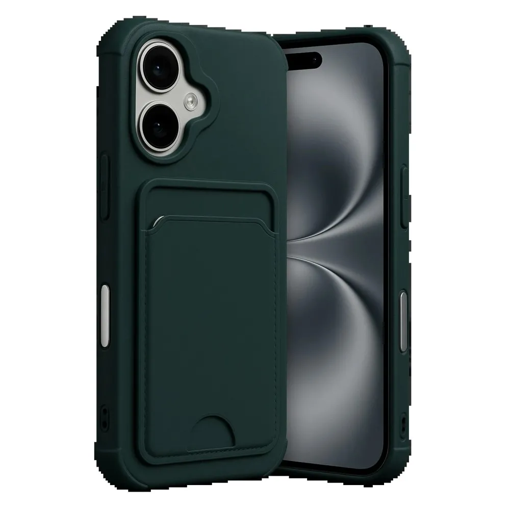 Newface Apple Iphone 17 Kelvin Kartvizitli Silikon - Koyu Yeşil