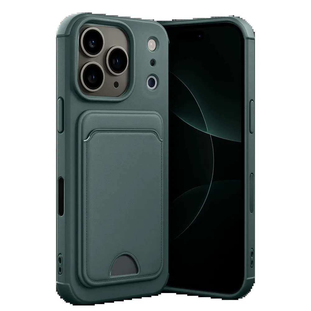 Newface Apple Iphone 17 Pro Kelvin Kartvizitli Silikon - Koyu Yeşil